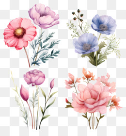 Obras De Arte De Flores Coloridas Fundo Png Imagem Png Pinturas Em