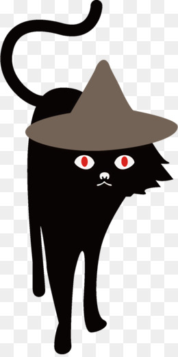 Gato Preto Fofo Usa Chapéu De Bruxa No Halloween Vetor Premium PNG