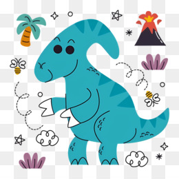 Baixe Dinossauro de desenho animado fofo pronto para ação PNG